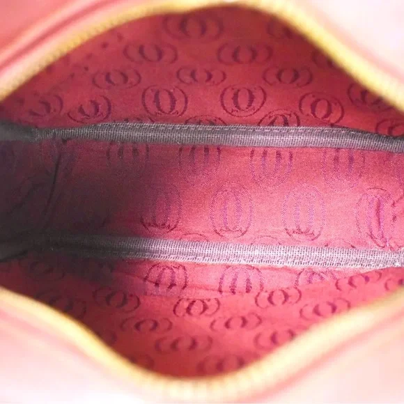 MUST DE CARTIER 2C Logo Shoulder Bag Leather Bordeaux Gold-Plated made in Italy - Picture 12 of 13